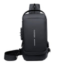 Multifunction Patent Leather Chest Bag Men Waterproof Men Crossbody Bag Anti-theft Travel Bag Male USB Charging Chest Bag Pack
