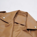 FTLZZ Spring Autumn Faux Leather Jackets Women Loose Casual Coat Female Drop-shoulder Motorcycles Locomotive Outwear With Belt