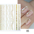 1PC Silver Gold Lines Stripe 3D Nail Sticker Geometric Waved Star Heart Self Adhesive Slider Papers Nail Art Transfer Stickers