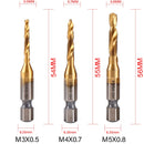 1/6Pcs Tap Drill Bit Set Hex Shank Titanium Plated HSS Screw Thread Bit Screw Machine Compound Tap M3 M4 M5 M6 M8 M10 Hand Tools
