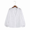 Embroidery Women Blouse Summer 2022 New Fashion Long Sleeve Female Smock Shirt Top Clothing Wears