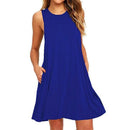 Women Black Blue Summer Dress 2022 Polyester Short Sleeve O-Neck Tops Casual Loose Dress Female Street White Dress Vestidos