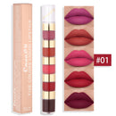 5 In 1 Matte Lipstick Kit Combo Strip Velvet Sexy Red Lip Tint Non-stick Cup Lip Gloss Lip Oil Makeup Lips Cosmetic Set