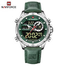 NAVIFORCE Luxury Gold Watches For Men Casual Sports Chronograph Alarm Quartz Wrist Watch Leather Waterproof Digital Clock 9163