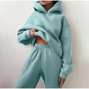 Winter Two Piece Sets Women Tracksuit Oversized Suit 2021 Autumn Trouser Suits Female Sweatshirt Solid Sports Hoodie Sportswear