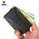 DIENQI Carbon Fiber Card Holder Mini Slim Wallet Men Aluminum Metal RFID Magic Wallet Small Thin Male Purses Money Bag Vallet
