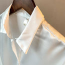 Satin Shirt Womens Clothing Silk Shirts Vintage Blouse Office Lady Sheer Top Longsleeve Dress Shirt Ladies Overshirt