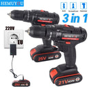 Electric Cordless Screwdriver Impact Drill 3 Functions Wireless Mini Lithium Battery Charging Hand Drill 21V 25V