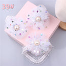 Lovely Pearl Bows Newborn Baby Girl Headband Socks Set Lace Flower Baby Hair Band Turban Baby Little Girl Hair Accessories