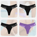 4PCS/Set Sexy Women Cotton Panties Lace Thong Underwear for Female Intimates Lingerie T-Back Floral Hollow Out Plus Size Panties