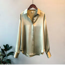 Satin Shirt Womens Clothing Silk Shirts Vintage Blouse Office Lady Sheer Top Longsleeve Dress Shirt Ladies Overshirt