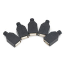 10pcs Type A Male Female USB 4 Pin Plug Socket Connector With Black Plastic Cover Type-A DIY Kits