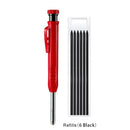 Solid Carpenter Pencil with Refill Leads and Built-in Sharpener for Deep Hole Mechanical Pencil Marker Marking Woodworking Tools