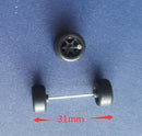 4PCS 1/64 Scale Alloy Car Model 5.2mm/11mm Size Rubber Tires + Wheels + Axles for Modified 1:64 Matchbox/Domeka/HW Model Cars