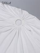 FSDA Hollow Out Women Midi Beach Dress White One Shoulder Sleeveless 2022 Summer Y2K Sexy Dresses Bodycon Party Nightclub