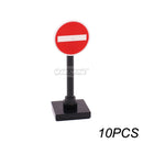 Marumine Traffic Road Sign Light Lamp Block Brick City Street View Accessories Signpost Barrier Speed Limit Indicator Warning