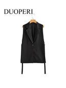 DUOPERI Jacket Women Blazer Gilet Sleeveless Vest Fashion Casual Streetwear Woman Waistcoat Tops veste femme