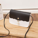 Fashion Simply PU Leather Crossbody Bag For Women Solid Color Shoulder Messenger Bag Lady Pendant Pearl Travel Small Handbag