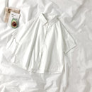 DAYIFUN White Shirts Women with Tie Japanese Style Preppy Students BF Oversized Blouse Simple Solid Loose Summer Top L3204