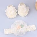 Lovely Pearl Bows Newborn Baby Girl Headband Socks Set Lace Flower Baby Hair Band Turban Baby Little Girl Hair Accessories