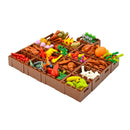 Food Building Blocks City Friend Accessories Bread Chips Roast Chicken Pizza Hot Dog Fish Fruit Carrot Basket Classic DIY Bricks