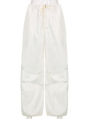 Sweetown Casual Baggy Wide Leg Sweatpants White Loose Drawstring Low Waist Streetwear Cargo Pants Womens Hippie Joggers Trousers