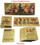 New Pokemon Cards Metal Gold Silver Vmax GX Card Box Charizard Pikachu Rare Collection Battle Trainer Card Children Toys Gift
