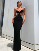 Zenaide 2022 Cut Y2K Long Dress Backless Spaghetti Strap Sexy Maxi Bodycon Dresses Pink Women Summer Black Beach Party Outfits