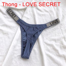 Sexy Women Pantie Crystal Rhinestone Letter Secret Underwear Fitness Gym Love Thongs Low Rise Tanga Female Push Up Lingerie