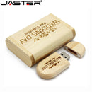 JASTER USB Flash Drive 128GB Memory Stick 2.0 Wooden Free Logo Personal Customized Pendrive 4GB 8GB 16GB 32GB 64GB Wedding Gift