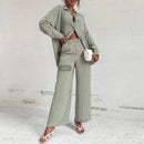 Summer Fashion Printed Loose Long Sleeves Shirts Straight Pants Two Piece Suits New Streetwear Women&