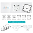 SRAN F6 Series White Crystal Tempered Glass Panel Light switch eu french wall socket usb tv rj45 rj11 Sensor switch Module DIY