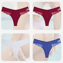 4PCS/Set Sexy Women Cotton Panties Lace Thong Underwear for Female Intimates Lingerie T-Back Floral Hollow Out Plus Size Panties