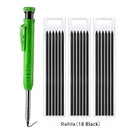 Solid Carpenter Pencil with Refill Leads and Built-in Sharpener for Deep Hole Mechanical Pencil Marker Marking Woodworking Tools