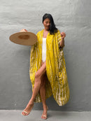 Fitshinling Summer Vintage Kimono Swimwear Halo Dyeing Beach Cover Up With Sashes Oversized Long Cardigan Holiday Sexy Covers