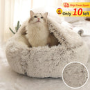 Winter Long Plush Pet Cat Bed Round Cat Cushion Cat House 2 In 1 Warm Cat Basket Cat Sleep Bag Cat Nest Kennel For Small Dog Cat