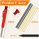 Solid Carpenter Pencil Set with 6 Refill Built-in Sharpener Deep Hole Mechanical Pencil Woodworking Tools Carpentry Scriber