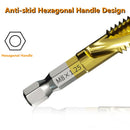 1-6pc M3 M4 M5 M6 M8 M10 Tap Drill Bits 1/4 Hex Shank Machine Hand Taps Titanium Coated HSS Drilling Tap Bits Thread Screw Tools
