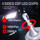 1 Pairs Headlight Bulb H7 LED Headlight Conversion Kit Auto Bulb 50W 25000LM White High Power 6000K Car Accessories