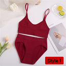 2PCS/Set Women Seamless Bra Panties Set Sexy Stretch Sport Bra Thong Briefs Style Panty Bralette Crop Top Intimates Lingerie Set