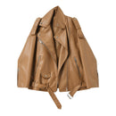 FTLZZ Spring Autumn Faux Leather Jackets Women Loose Casual Coat Female Drop-shoulder Motorcycles Locomotive Outwear With Belt