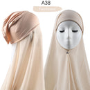 Women Muslim Instant Chiffon Hijab With Cap Underscarf Bonnet HIjabs Scarf Islam Headscarf Headwrap Turbante