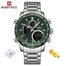 NAVIFORCE Men Watch Luxury Brand Sport Watch For Men Digital Chronograph Quartz Wristwatch Military Waterproof Steel Band Clock