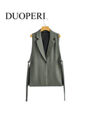 DUOPERI Jacket Women Blazer Gilet Sleeveless Vest Fashion Casual Streetwear Woman Waistcoat Tops veste femme