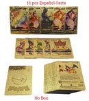 New Pokemon Cards Metal Gold Silver Vmax GX Card Box Charizard Pikachu Rare Collection Battle Trainer Card Children Toys Gift