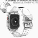 Clear Band + Case for Apple Watch 8 7 6 SE 5 3 2 Soft Transparent silicone Strap for iwatch Strap 40mm 44mm 42MM 41MM 45MM 49MM