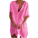 Hot 2021 Cotton Tunics for Beach Women Swimsuit Cover-ups Woman Swimwear Beach Cover up Beachwear Mini Dress Sai de Praia Drop