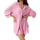 Cotton and Linen suit 2021 Women Solid Clothes Set Half Sleeve Lapel Neck Button-up Shirt+Irregular Hem Drawstring Shorts Sets