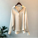 Satin Shirt Womens Clothing Silk Shirts Vintage Blouse Office Lady Sheer Top Longsleeve Dress Shirt Ladies Overshirt