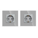 Bingoelec Power Socket,16A EU Standard Electrical Outlet 86mm*86mm White Crystal Glass Panel Wall Socket